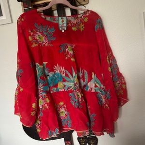 Johnny Was shirt red/floral.